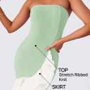 ZESICA Women's 2025 Summer Strapless Bodycon Maxi Dress Ribbed Sexy High Split Mermaid Prom Party Dresses (Green, S)