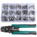 260Pcs Non Insulated Ring Connectors Crimper Kit Electrical Crimping Tool AWG 22-16 16-14 12-10 Copper Fork Crimp Terminals Cable Tin-Plated Wire Lugs