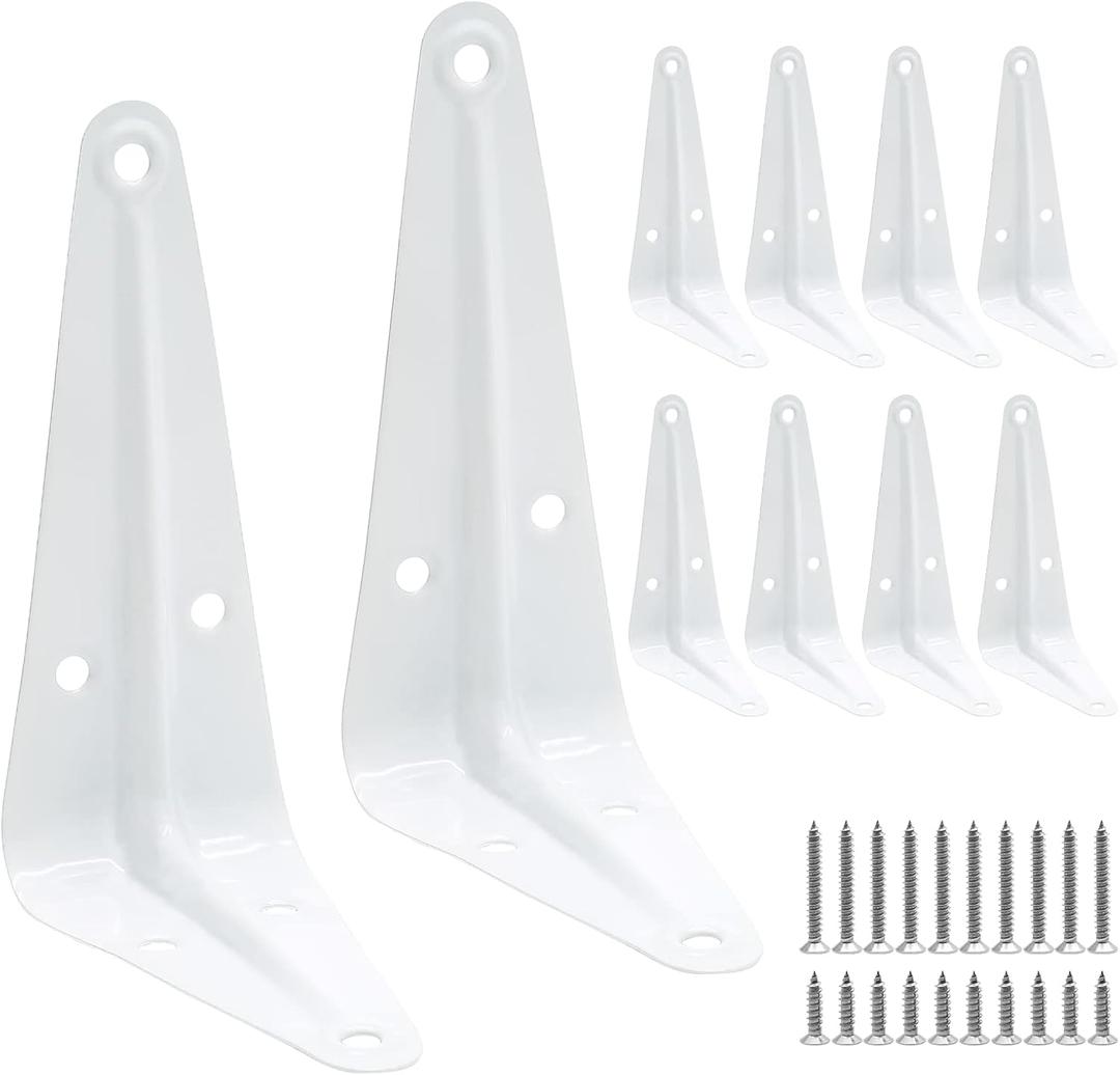 Uenhoy 10 Pack White Shelf Brackets 4 Inch Metal Floating Shelf Brackets Heavy Duty L Brackets for Shelves, Wall Mount Angle Corner Braces (4" x 3")
