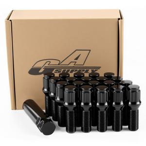 GAsupply M14x1.25 Lug Bolts 28mm Shank fits for BMW i3, i4, i5, i7, i8, ix, M2, M3, M4, M5, M8, x1, x2, x3, x4, x5, x6, x7, xM, Black 14x1.25 6 Spline Wheel Lug Bolt Conical Seat, 20 pcs+1 pcs Key