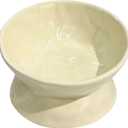 Ceramic Raised Cat Bowl, Elevated Pet Food Bowl for Small Dog, Cute Cat Dish Tilted, Whisker Fatigue, Wrinkle Texture (Yellow)