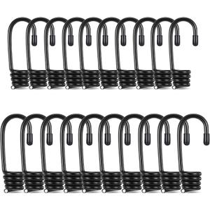 20pc Bungee Hooks & Cords - 1/4 & 3/8 Inch Wire Coated Black Bungee Cord Hooks for Boating, Camping, Covers & Sunshades