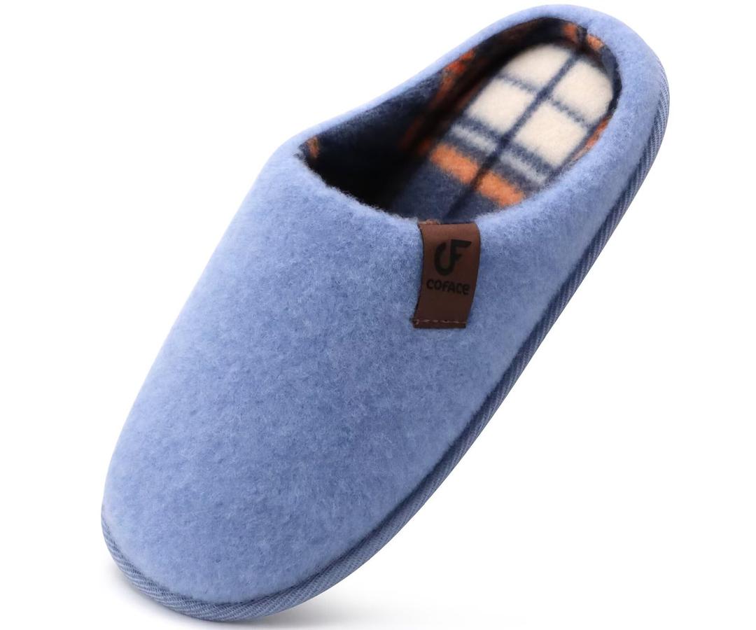 COFACE Unisex Mens Womens Cozy Memory Foam Scuff Slippers Casual Slip On Warm House Shoes Indoor/Outdoor Felt Sandal Slippers Size 6.5