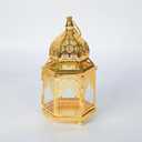 Moroccan Lantern Lamp Decorative Candle Holders with Glass for Ramadan Decorations, Hanging, Outdoor Patio or Porch, Indoor Home DecorGold