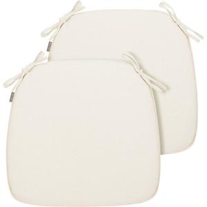 Magpie Fabrics 17"x16"x2" U-Shape Chair Cushions with Ties 2 Count, Outdoor Indoor Waterproof All Weather Seat Pads Decoration for Patio Garden Dining Office - Cream Beige