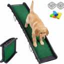 Dog Ramp for Car & SUV with Poly Grass Non-Slip Surface Lightweight & Foldable Pet Ramp for Dogs, Includes 4 Towels & 2 LED Lights, Safe for Cars, Trucks, Beds, Couches & Stairs