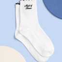 xo, Fetti Maid of Honor Sock - White Ribbed Socks with Black Embroidery | Maid of Honor Gift, Bridal Party Socks, Bachelorette Party, Wedding Day Gift, Bridal Shower, Getting Ready Outfit (White)