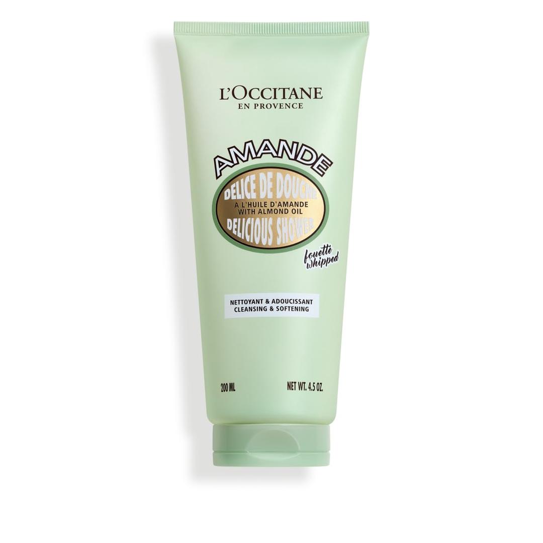 LOccitane Almond Delicious Shower, Gentle Body Wash Cleanses, Moisturizes, Softens & Purifies for Radiant, Smooth Skin, Vegan Skincare, Scented