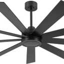 ELEHINSER 64" Ceiling Fan No Light, 6-Speed Noiseless Reversible DC Motor, 9 Blades Black Industrial Ceiling Fan with Remote and 4.5"/12" Downrods for Home or or Commercial Use