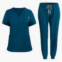 niaahinn Women's Scrub Top with Classic V-Neck & Yoga Jogger Pants Medical Nursing Uniform Set Size M
