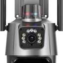 4K Outdoor Wireless Security Camera, 9Mpx, 8X Zoom, Two-Way Audio, Motion Detection, Siren Light, Alexa Compatible (Black)