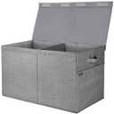 BALEINE Fabric Storage Bins with Lid, Collapsible Extra Large Storage Boxes Bins Baskets with Divider for Home Organizing (25"x13"x16", Grey)