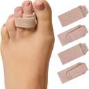 ZenToes Hammer Toe Corrector for Women & Men - Reusable Fabric Buddy Wraps for Broken Toes - Cushioned Toe Splint for Protection & Recovery & Hammertoe Straightener - 4 Count (Small, Beige) (Original Support Beige)