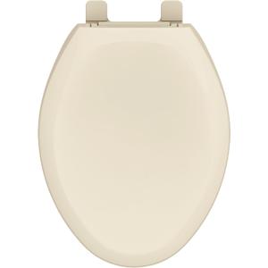 Gerber Elongated Toilet Seat with Cover, Soft Close, No Slam, Quick & Easy Install, Heavy-Duty Plastic, Adjustable Fit for Standard Elongated Toilets, Durable & Fade-Resistant, Bone G009921325