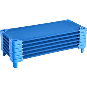 VEVOR Stackable Kiddie Cot, 6 Pack Portable Toddler Nap Cots, Standard Size 52" L x 23" W Daycare Cots for Kids, Preschool Classroom Daycare Beds for Sleeping, Resting, Naptime, Blue, 52" L x 23" W - 6Pcs