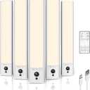 EZVALO 5-Pack Under Cabinet Lighting, 2400mAh Motion Sensor Light, LED Closet Lights Wireless, 3000K Dimmable, Timer, Magnetic, with Remote Control for Kitchen, Closet, Stair (Warm White)