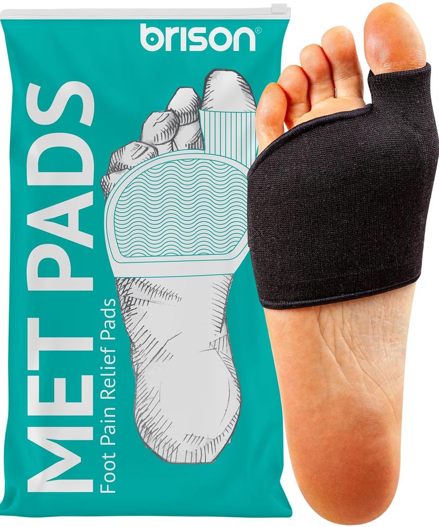 Brison Metatarsal Pads for Women and Men Ball of Foot Cushion - Gel Sleeves Cushions Pad - Fabric Soft Socks for Supports Feet Pain Relief - 2 Pairs L (Men 10-12, Women 11.5-13.5)