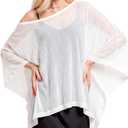 2 x Patelai Women Sheer Poncho Top Mesh Lightweight Poncho Shawl Bolero Asymmetrical Cape Shrug Cover up Summer