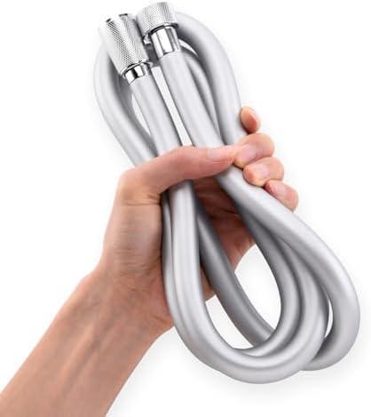 Jasya Silicone Shower Hose Extra Long,Explosion Proof Anti Winding Showerhead Hose,Used In Showerheads Spray Bidet Bathing Toilet Cleaning Flexible RV Shower Hoses Replacement (Silver, 79 In),  Pack of 2