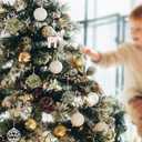 AMS 24 PCS Christmas Hanging Ornaments Wood Slices Set 2.8" Wooden Decorations for Xmas