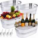 4Pcs Ice Bucket for Parties 4 Gallon Large Galvanized Tubs with 4Scoops