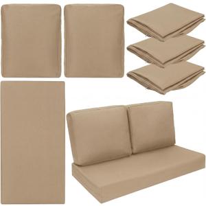 Wenqik 3 Pcs Waterproof Cushion Covers(Not Includes Cushion) 48'' x 24'' Outdoor Patio Furniture Seat Covers Fade Resistant Replacement Slipcover with Zipper for Outside Couch Swing Sofa(Beige)