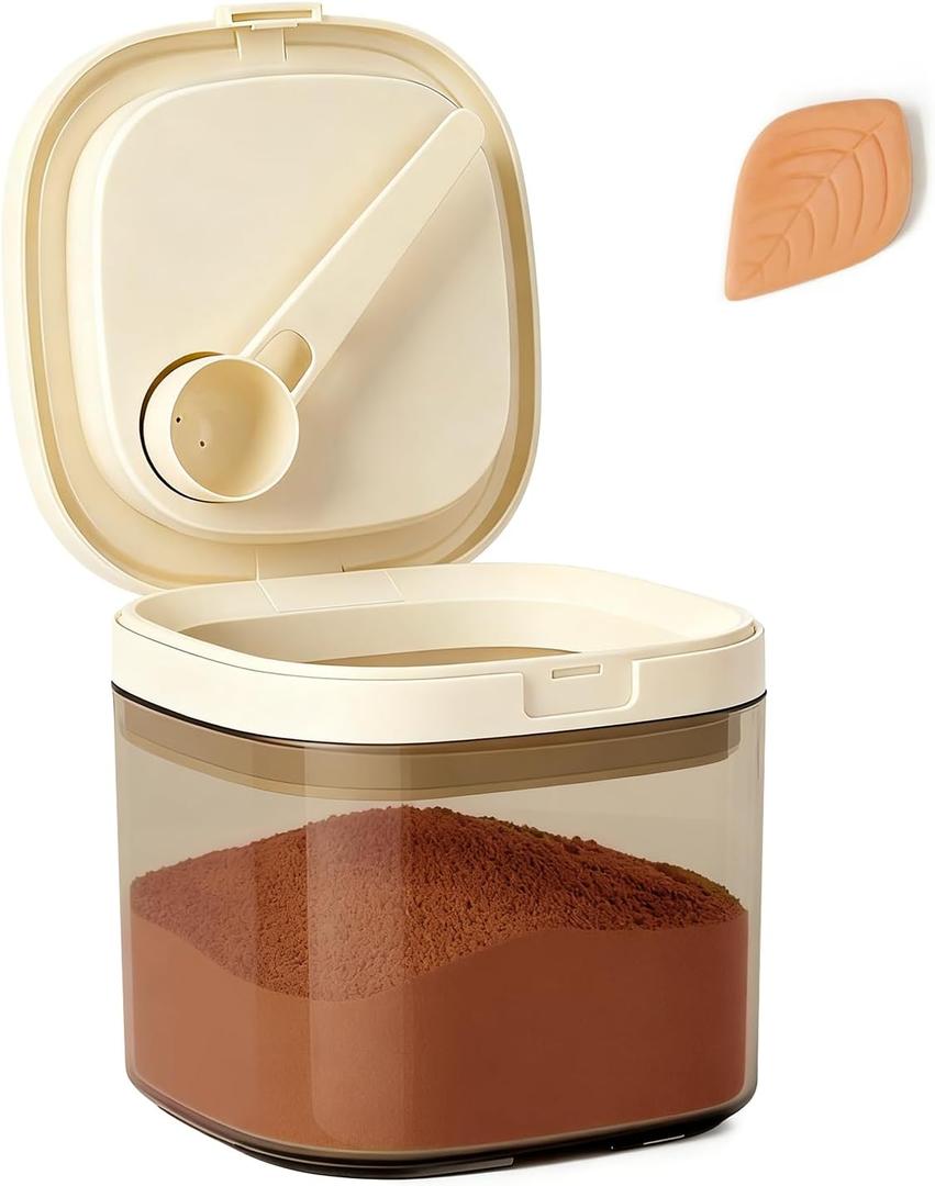 Airtight Brown Sugar Container with Clay Disc - 0.84 Qt (800 ml) Glass Jar, Moisture Proof Storage Keeps Sugar Soft - Includes 1 Clay Disc & Spoon for Flour, Coffee, Dry Food, Sugar (Small)