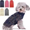KYEESE Dog Sweater Winter Dog Clothes Pullover Warm Dogs Coat Turtleneck Knitwear Sweater with Golden Yarn for Small Dogs, Navy Blue, Small