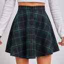 WDIRARA Women's Y2k Cheer High Waist Mini Pleated Plaid Skirt (Green, S)