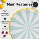 Colorful Striped Paper Plates with Gold Scalloped Edge, 9 Inch Disposable Plate, 50 Pack, Party Tableware for Birthday Celebrations,Christmas and Halloween Decorations, Soft 6 Colors