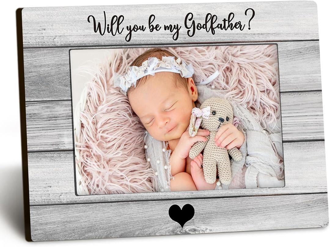 Godfathers 4x6 Picture Frame, Godfathers Proposal Gift Announcement Photo Frame, Gifts for Godfathers from Godchildren, Will You Be My Godfather Picture Photo Frames for Desk Shelf Decor (color-2)