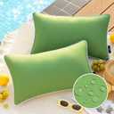 Phantoscope Pack of 2 Outdoor Waterproof Solid Throw Decorative Pillow Cover Decorative Square Outdoor Pillows Cushion Case Patio Pillows for Couch Tent Sunbrella, Forest Green 12x20 inches 30x50 cm