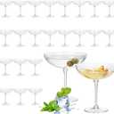 LemonRoad 24 Pcs Detachable Martini Glasses 9oz Disposable Plastic Coupe Cocktail Dessert Glassware Set for Champagne Wine Wedding Birthday Holiday Party Supplies (Clear)