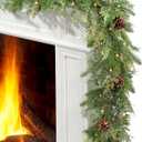 JOJOLEE 72inch Pre-Lit Christmas Garland with Timer Lights, Battery Operated Mixed PE Pine Greenery Garland with Natural Pine Cones, Realistic Evergreen Holiday Mantle Fireplace Stair Doorway Décor