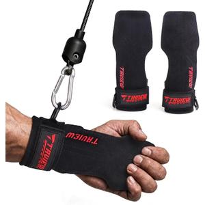 Wrist Straps for Weightlifting With D Ring,Double Layer Leather Wrist Strap For Deadlift And Powerlifting, Adjustable Neoprene Padded Gym Workout Lifting Hooks