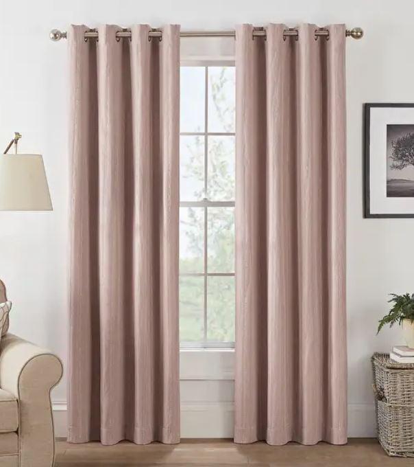 Eclipse Basel Dot Draft Stopper Energy Saving 100% Blackout Grommet Top Curtain Panel - 50x84 - Blush