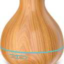 Aromatherapy Essential Oil Diffuser 550ml 12 Hours Wood Grain Aroma Diffuser with Timer Cool Mist Humidifier for Large Room, Home, Baby Bedroom, Waterless Auto Shut-off,7 Colors Lights Changing