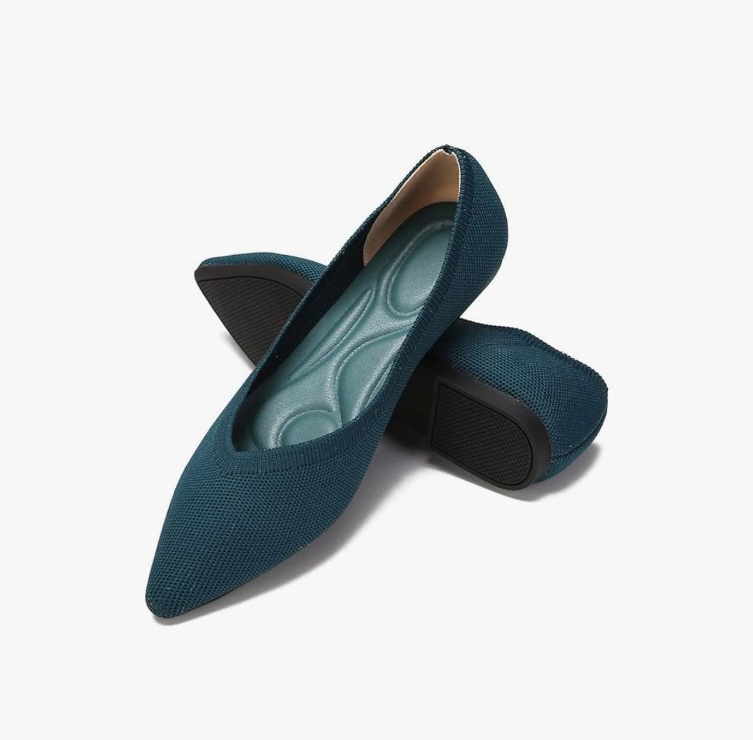 EnllerviiD Women's Flats Breathable Knit Pointed Flats Loafers Shoes,Work Flats Office Shoes Comfortable Flexible Mule Shoes Ballet Flats