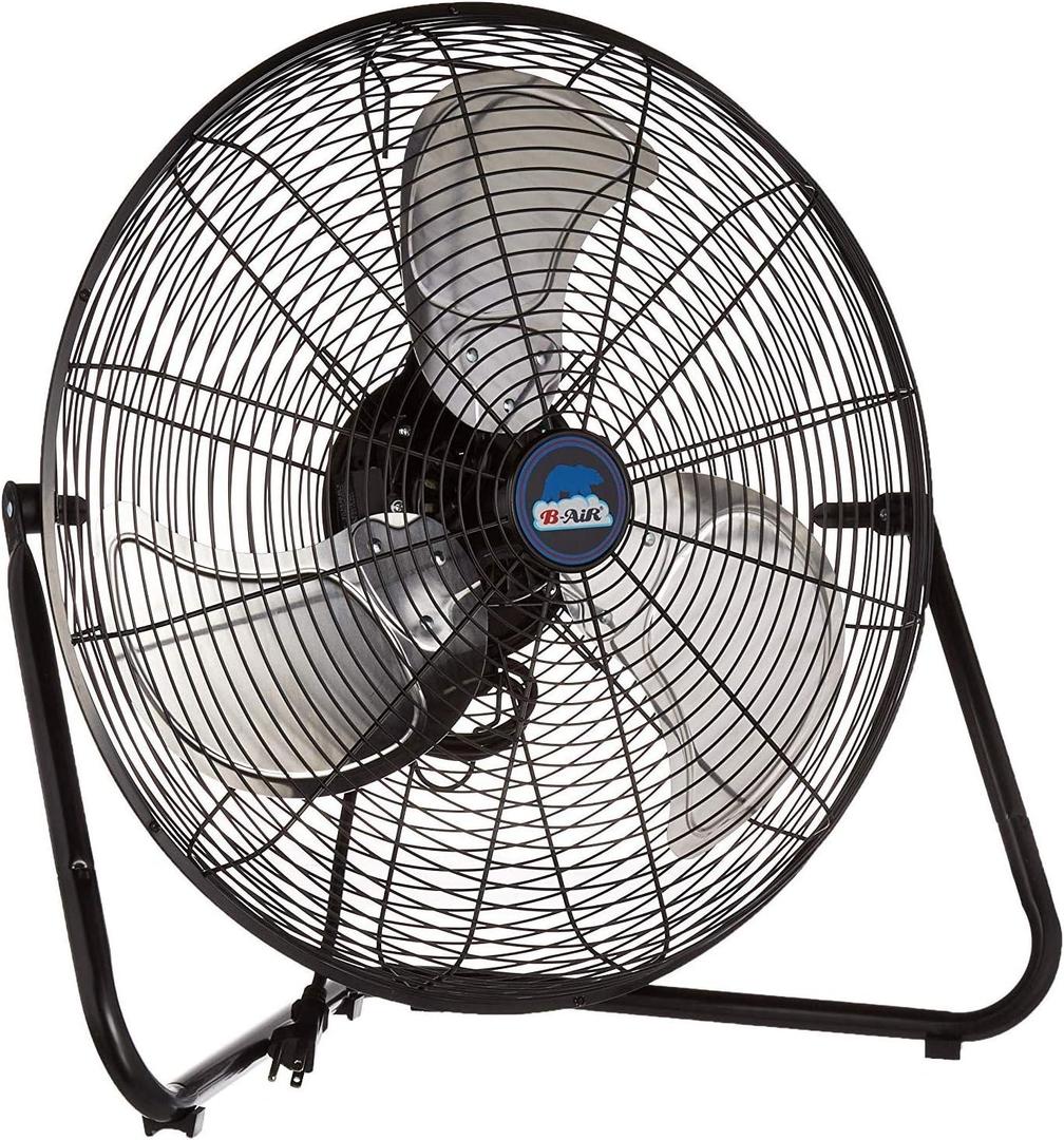B-Air Firtana 20" High Velocity Electric Garage Floor Fan for Industrial and Home Use with 3-Speeds and Tilt Adjustable Fan Head, SAFF-20, Black