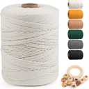 Macrame Cotton Cord 3mm x 547yds, ZUEXT Natural Handmade Beige White Braided Cords 4 Strands Knitted Rope String for Craft Wall Hanging Weaving Tapestry Dream Catchers Hanger DIY Gift (500m)