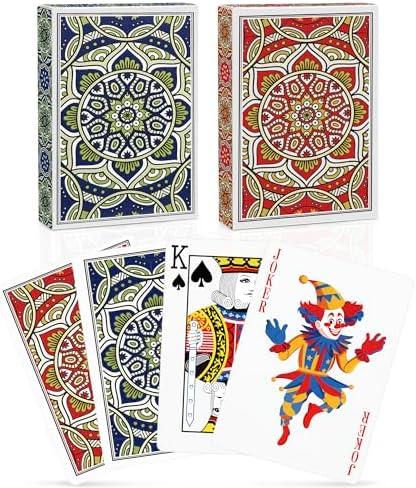 Metsyth Playing Cards 25Pack, Deck of Cards, Standard Poker Card Set for Adults,Easy Shuffle Unique Design Fun Card for Blackjack,Euchre,Go Fish Card Games (Blue/Red)