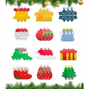 36 Pcs Christmas Mini Push pop Keychain Bubble Squeeze Sensory Fidget Toys, Anxiety Stress Reliever Hand Toys,Party Favors Supplies Christmas Idea Gifts for Kids Adults