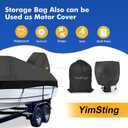 1200D Waterproof Boat Cover - Fits 14' to 16' ft Bass, V-Hull & Tri-Hull Boats - Heavy Duty Canvas Black