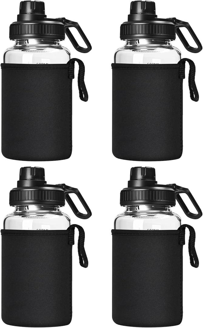 Glass Shaker Bottle, 4 Pack 22oz BPA-Free Odorless Shaker Bottle with 304 Stainless Steel Ball and Removable Cleaning Brush for Fitness Protein Mixes