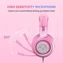 SOMIC G951s Pink Stereo Gaming Headset with Mic for PS4,Xbox,PC,Mobile Phone,3.5mm Noise Reduction Cat Ear Headphones Lightweight Over Ear Headphones for Woman
