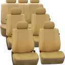 FH Group Three Row Car Seat Covers Deluxe Leatherette with 7 Seater, Airbag Compatible and Rear Split Bench Universal Fit for Cars Trucks & SUVs (Beige)