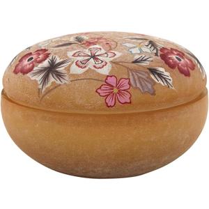 47th & Main Scented Candles Hand-Painted Floral Glass Jar Candle with Lid, 5.25" Dia x 3" H, Oud Gold
