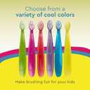 RADIUS Children's Toothbrush, Totz Brush, Extra Soft Bristles, Green/Coral/Yellow, BPA Free & ADA Accepted, Designed for Delicate Teeth & Gums for Children 18 Months & Up, Pack of 3