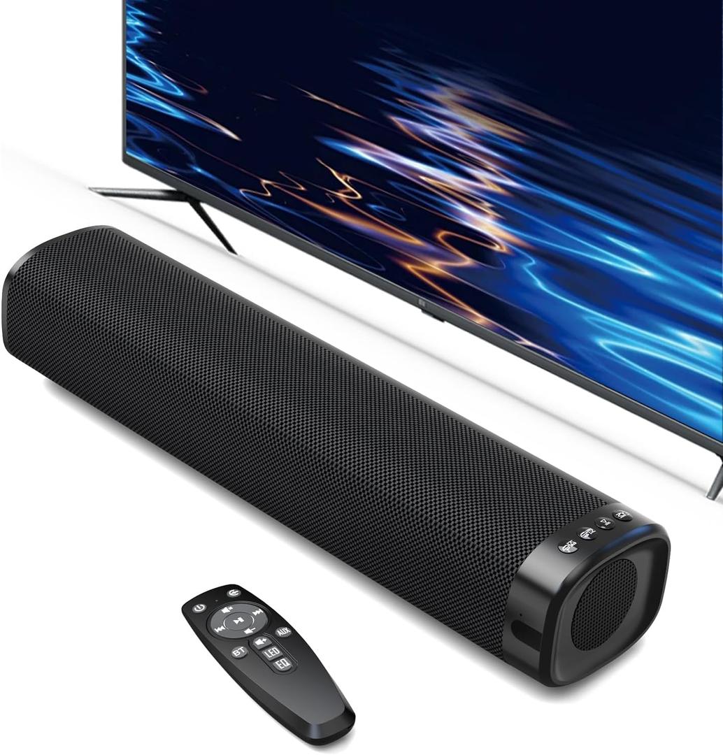 Sound Bar  50W, Sound Bar for Smart TV, Sound Bar with Bluetooth 5.0, Optical/AUX Connectivity, Remote Control, Wall-Mountable Home Theater Audio, Compatible with TV, PC, and Phone (Gray)