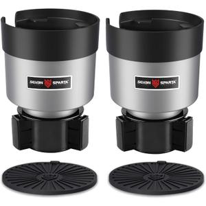 SEVEN SPARTA 2 Pack Car Cup Holder Expander Organizer Adjustable Base, Compatible with Yeti 20/26/30 oz, Hydro Flasks 32/40oz, Nalgenes 30/32/38/48 oz, Other Bottles in 3.4"-3.8" (Silver)